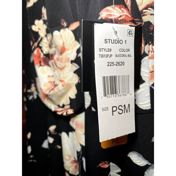 Studio One New York - NWT - Black Floral Dress - Size Small Petite - Picture 13 of 15